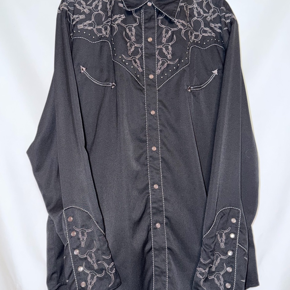 Black Scully Western Embroidered Dress Shirt